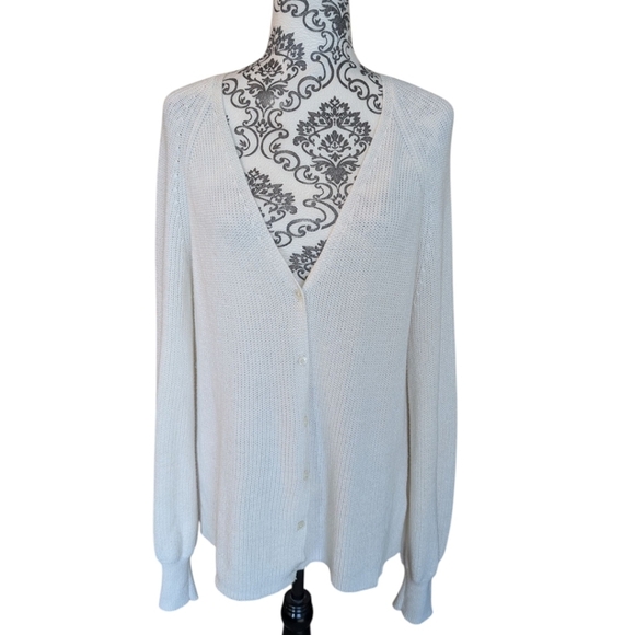 Aritzia Wilfred Granada Cardigan Preppy Clean Girl Boyfriend Womens M Ivory - Picture 2 of 12